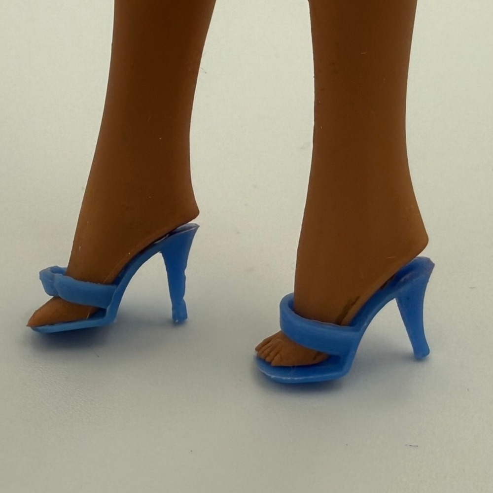Vintage Barbie‎ Clone Blue Opened Toe Heels – Hong Kong Marked – 1960-70s